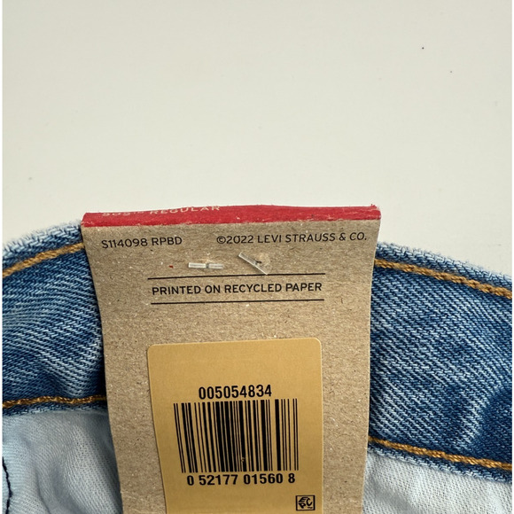 Levi's Men 505 Regular Fit Straight Leg Zip Fly Non-Stretch Jeans 32x34 Blue - Picture 6 of 12